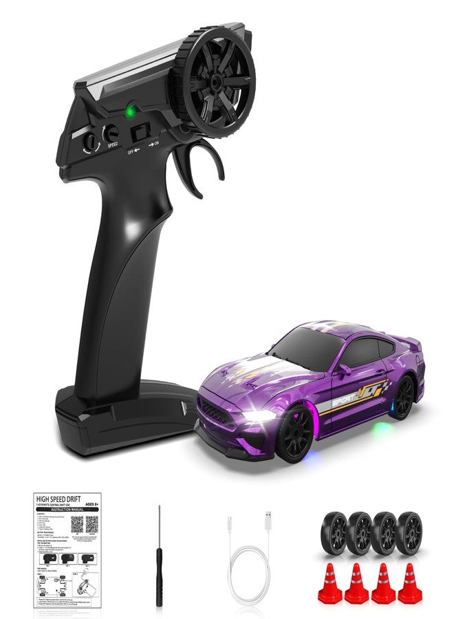 Sakeye 1/43 RC Drift Car, Mini Drifting RC Car with Gyro 2.4GHz Full Proportional Drift Cars 4WD RTR Remote Control Cars with Colorful Lights Gyroscope Fast Racing Vehicle Gift for Kids Boys Adults - Image 1